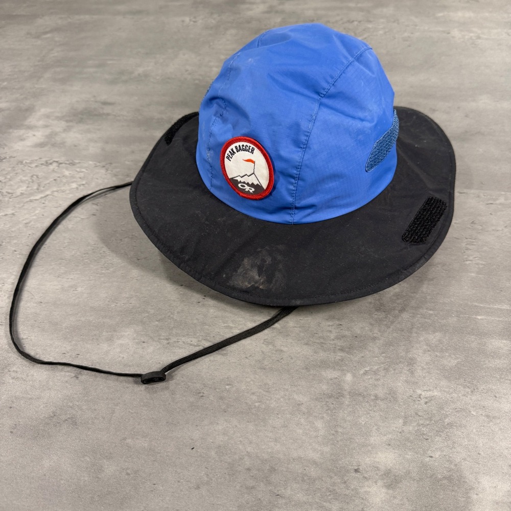 Outdoor Research Peak Bagger Hat Mens Blue Black Wide Brim Hiking Sun Cap